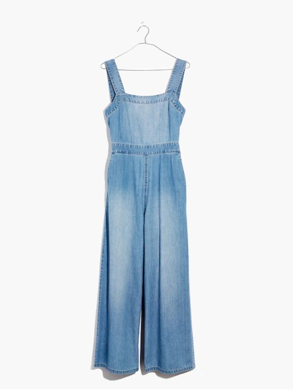 Madewell Denim Apron Bow-Back Jumpsuit in Rhonda Wash